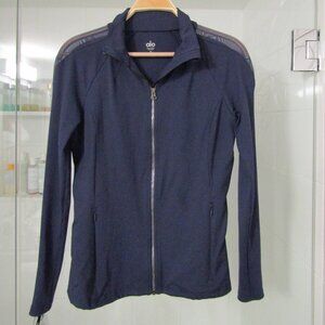 ALO Navy Blue Stretchy Zip Up Fitted Jacket Yoga Workout Wear--Zip Pockets--Sz M